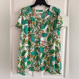 Rose & Olive Tropical Leaf Blouse